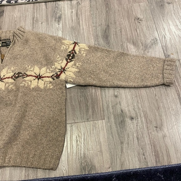 EUC Eddie Bauer Legend Hand knit 100% Lambswool Sweater Fair Isle Men Size Med - Picture 11 of 12